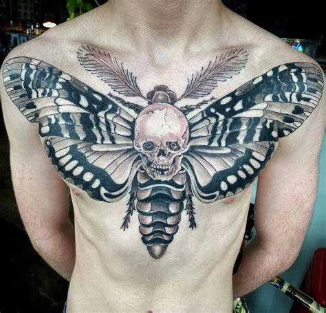 15 stunning death moth chest tattoo designs to inspire。